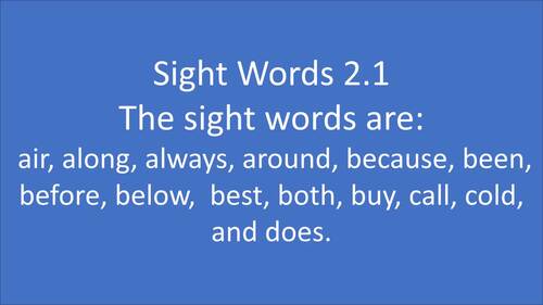 Preview of Second Grade Sight Words 2.1