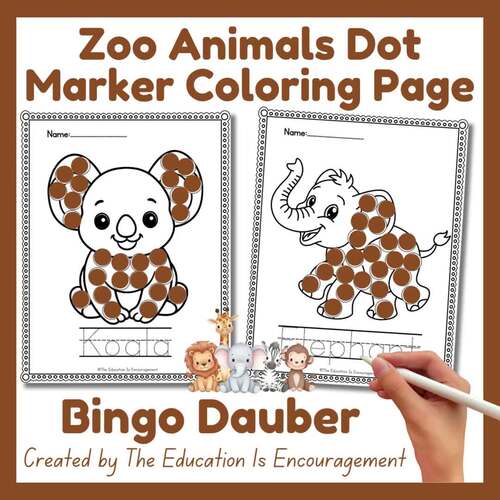 Zoo Animals Dot Marker Coloring Sheet | Bingo Dauber Pages | Early ...
