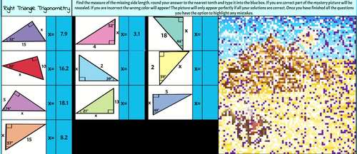 Right Triangle Trigonometry Pixel Art | Missing Lengths | TpT
