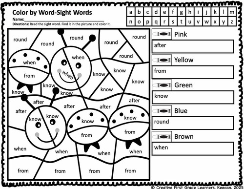 Color By Sight Word Spring Number Code Morning Review Work 1st Grade 2nd ELA