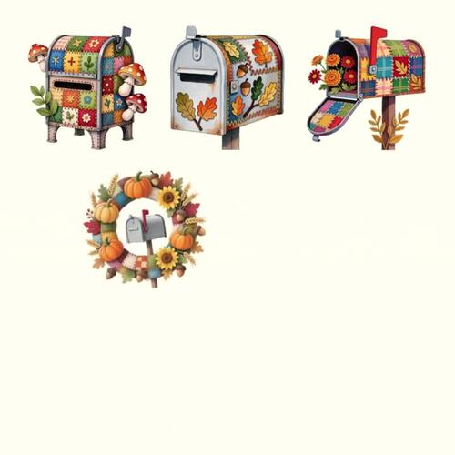 Autumn Mailbox Decor PNG • 15 Digital Clipart Files • Transparent ...