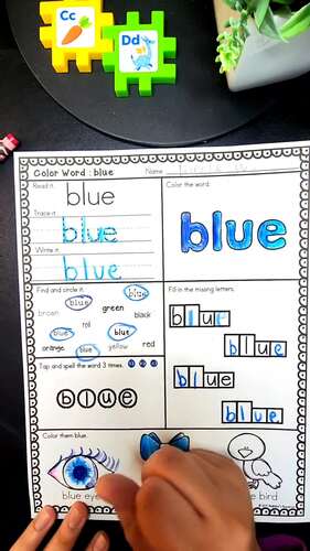 Learning Colors | Color Names Sight Word Practice Worksheets Coloring Pages HFW