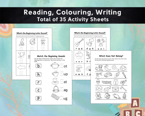 Preview of Beginning Sound Worksheet, Letter Sound Coloring Pages