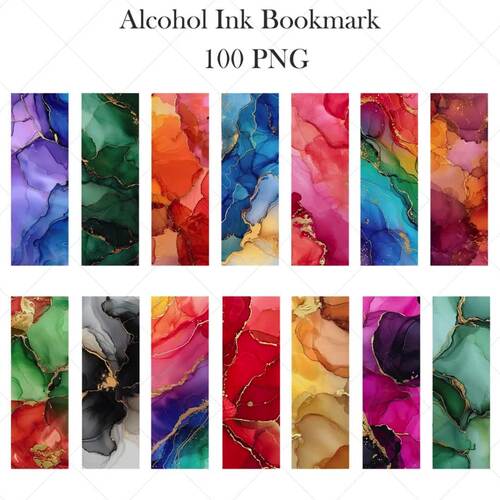 Alcohol Ink Bookmark Clipart, Printable by PinkPearly Design | TPT