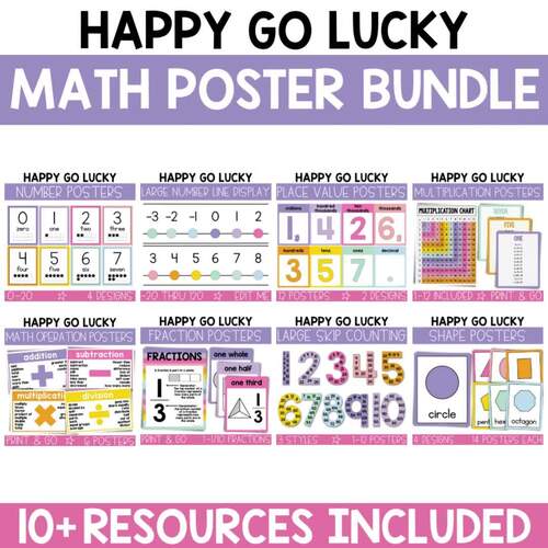 Groovy Classroom Decor - Math Posters and Displays / Math Decor Bundle