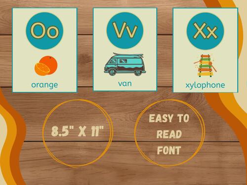 Printable Retro Alphabet Posters A_Z - Classroom ABC Wall Decor ...
