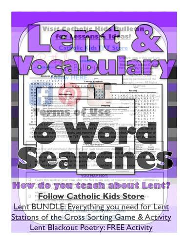 Lent Word Search Worksheets | Lent Vocab w/ Stations of the Cross ...