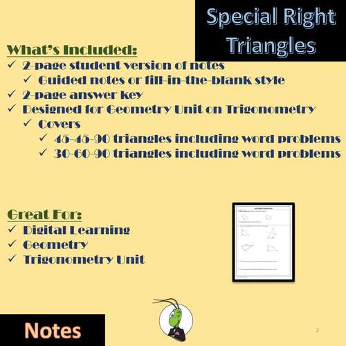 Special Right Triangles Geometry Guided Notes Trigonometry Unit | TPT