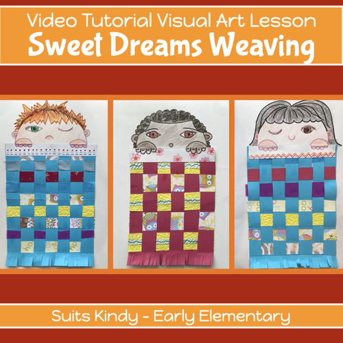 Preview of PAPER WEAVING blankets Art project VIDEO GUIDED lesson plan Kindy - 2nd grade