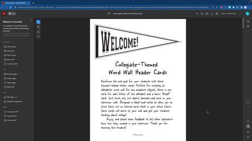 Collegiate-Themed Word Wall Header Cards: Black and White by Brooks Jones