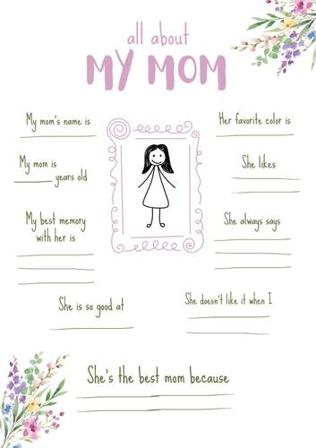 All About Mom Worksheet, Teacher Printable, Printable Template for ...