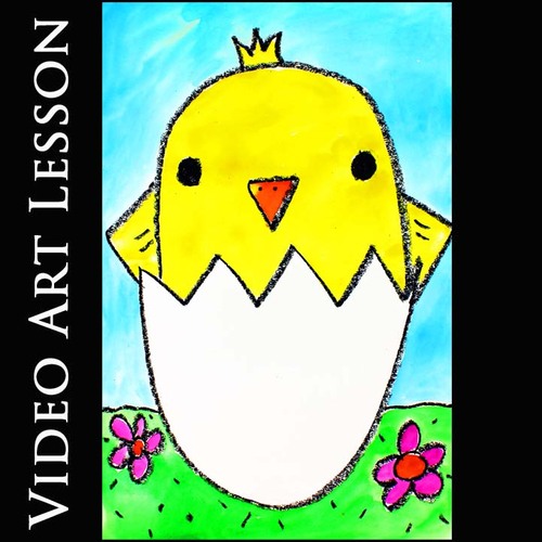 Preview of CHICK in an EGG Art Project | Easy SPRING & EASTER Drawing & Painting Activity