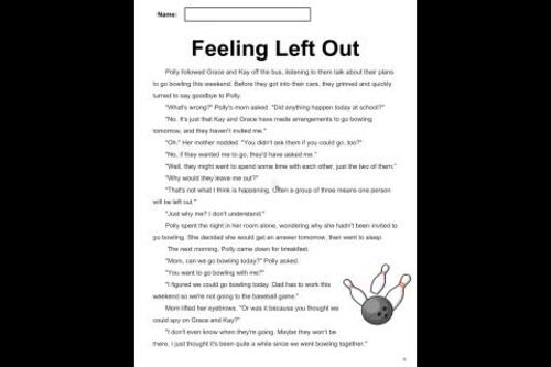 Sports Reading Comprehension Word File 2: Feeling Left Out (Grade 2-3)