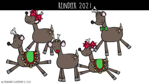 Reindeer clip art 2021, Christmas clip art MINI by Melonheadz Clipart
