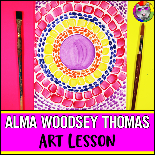 Preview of Alma Woodsey Thomas Art Project, Sunset Art Lesson Activity for Primary