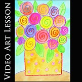 SWIRLY FLOWERS Art Lesson | MOTHER'S DAY Spring Drawing & 