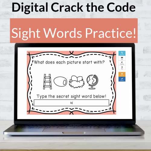 Digital Activities Pre-Primer Sight Word Crack the Code Boom Cards