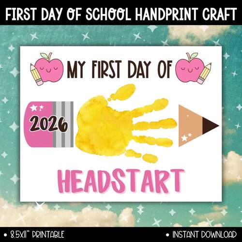 2026 First Day of Pre-K Pencil Handprint Craft, Back to School VPK Hand ...