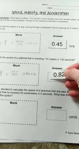 Speed, Velocity, and Acceleration Worksheet - Engaging Cut ...