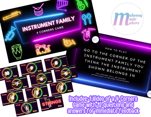 Preview of Instruments of the Orchestra 4 Corners | Instrument Families | Music Sub Plan