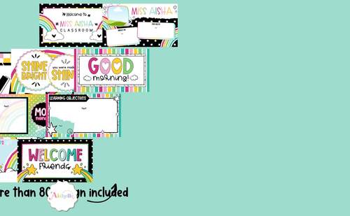 Editable Bright & Doodle Classroom Decor Bundle by AishelleArte | TPT