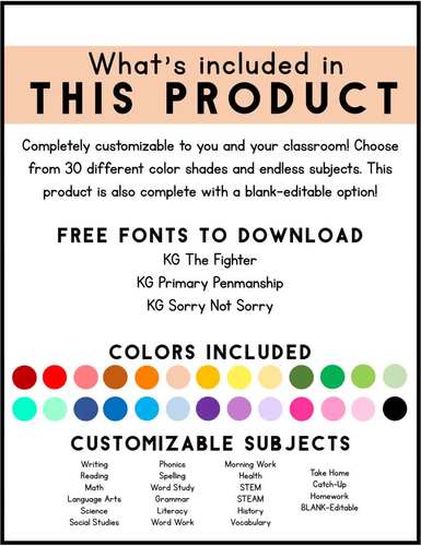 Customizable Notebook Subject Covers