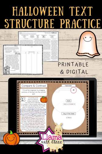 Halloween Reading Comprehension Passages with Text Structure Practice