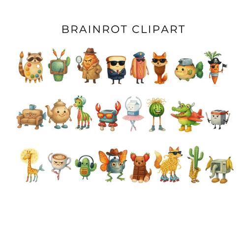 Brainrot Characters Clipart, Funny Italian Brainrot, Funny Meme Characters