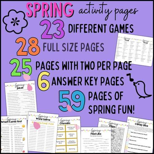 Spring Games Bundle for Kids & Adults, Spring Party Game Pack ...