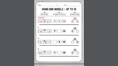 Bar Models and Related Facts - Up to 10, 20, & 100 by The Bruin Classroom