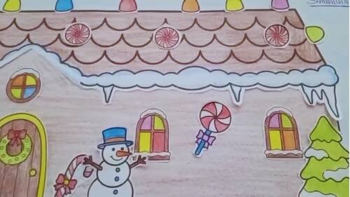 Gingerbread House Craft | Color Cut and Paste Activity December Door ...