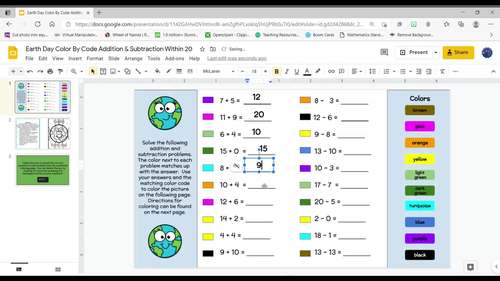 Earth Day Color By Code Addition & Subtraction Within 20 by Go Bananas ...