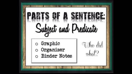 Grammar: Parts of a Sentence: SUBJECT & PREDICATE (Notes, PowerPoint ...