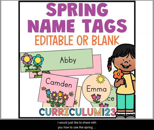 Spring Name Tags Editable | March Desk Name Tags by Curriculum123