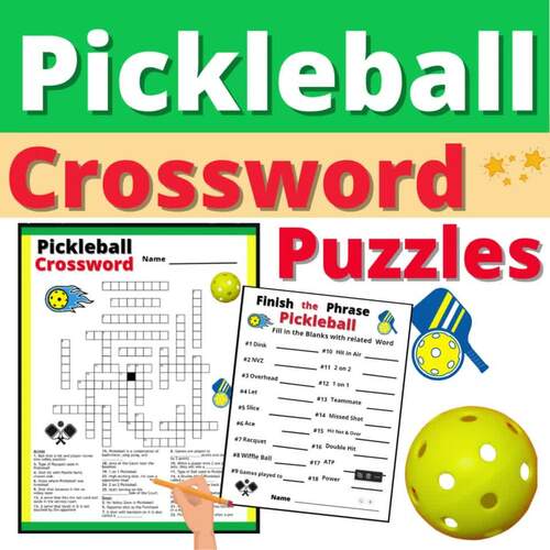 Pickleball Vocabulary Terms Crossword Puzzles Activities No Prep