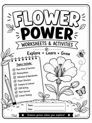 Flower Power Plant Parts & Pollination Worksheets & Google Slides