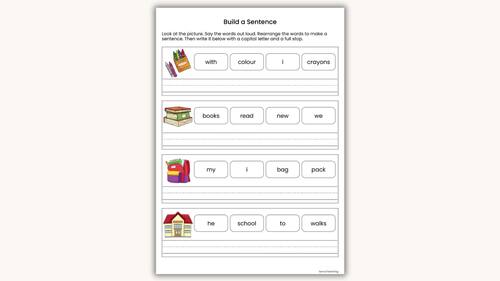 Year 1 English Workbook | Build a Sentence Challenge | Printable Worksheets