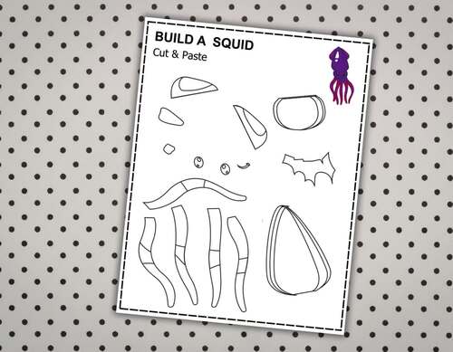 Squid Craft Activity | Ocean Animal Cut and Paste | Under the Sea Craft ...