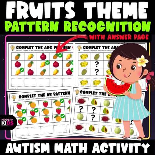 Fruits Theme Pattern Recognition Task Cards - Patterning for ASD