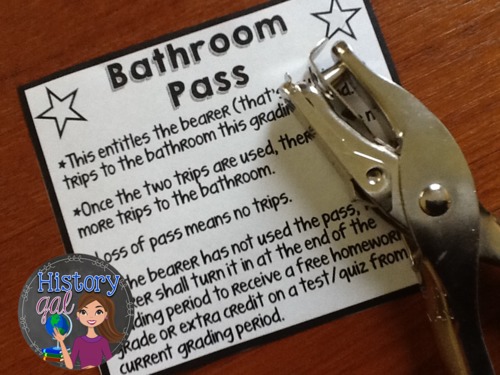 Preview of Classroom Management: Bathroom Passes