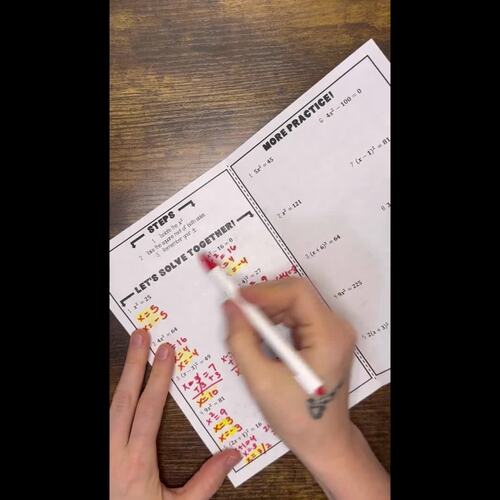 Algebra 2 Solving Quadratic Equations using Square Roots Foldable ...