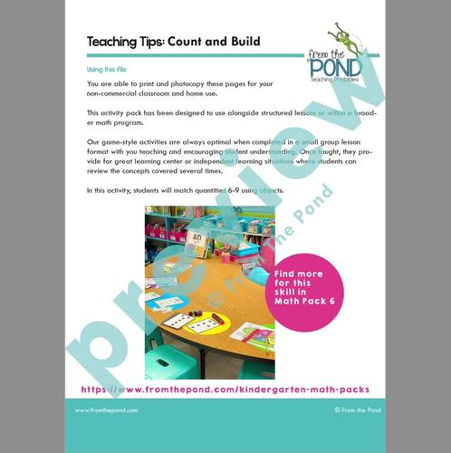 Matching Quantities for Numbers 6 to 9 by From the Pond | TPT