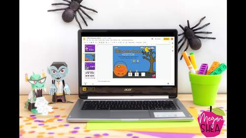Halloween Digital Addition Google Slides Kindergarten Distance Learning