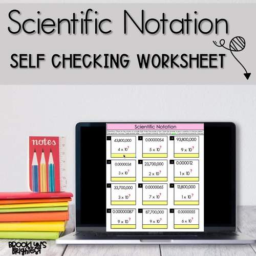 Scientific Notation Self Checking Google™ Worksheet