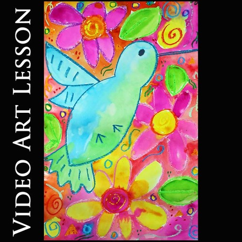 Preview of HUMMINGBIRD in a GARDEN Art Lesson | MOTHER'S DAY Drawing & Painting Project