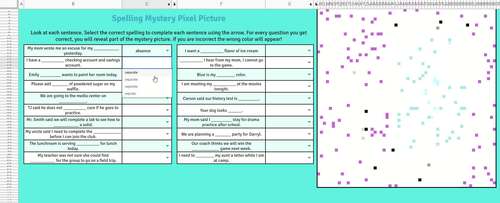 Spelling Digital Mystery Pixel Picture by Edit or Regret It | TPT
