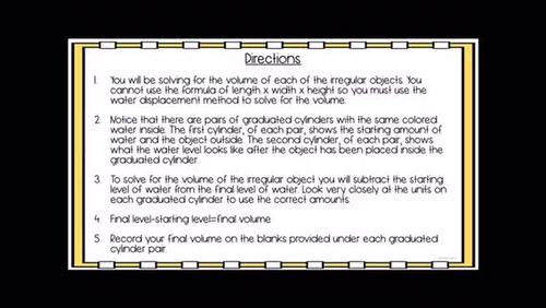 Volume by water displacement worksheet answers