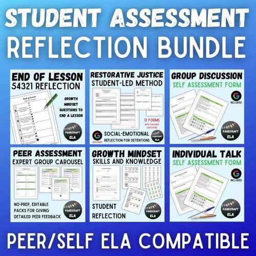 Self or Peer Assessment Reflection BUNDLE (Reading, Writing, Speaking