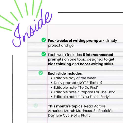 March Morning Work - Opinion Narrative & Information Writing Prompts ...