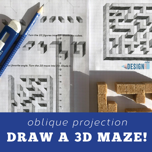 Preview of Draw a 3D maze! Oblique Projection